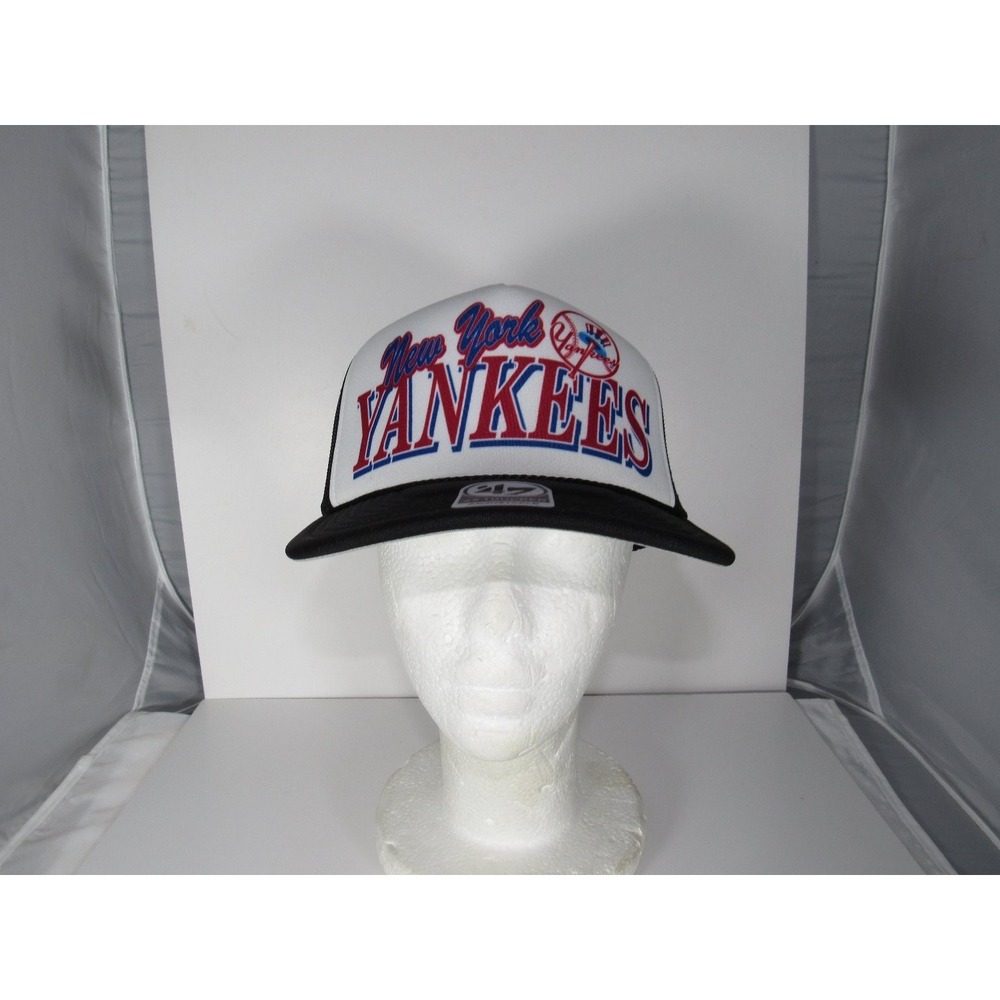 New York Yankees Hat '47 Trucker Men's OSFA Black White Red Blue